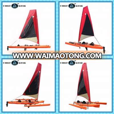 2017 New design high quality 18ft plastic sailboat with foot drive pedal system and rudder on sale